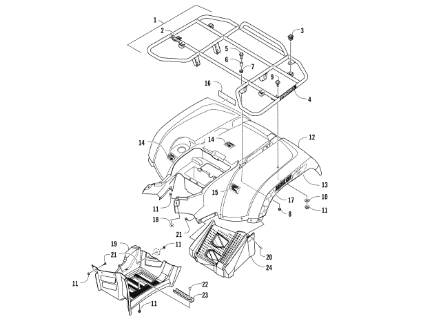 REAR RACK, BODY PANEL, AND FOOTWELL ASSEMBLIES