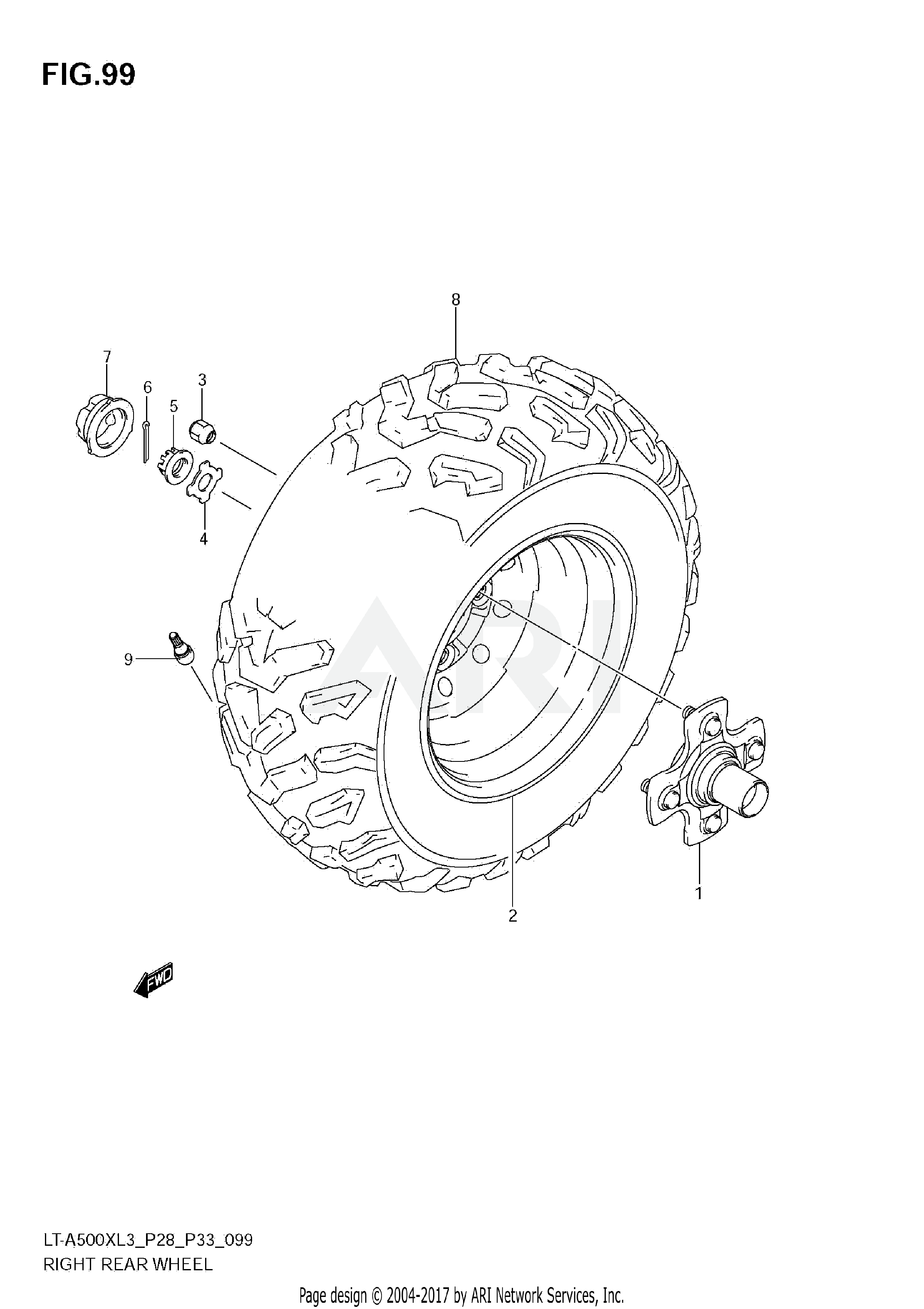 RIGHT REAR WHEEL (LT-A500XL3 E33)