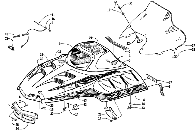 HOOD AND WINDSHIELD ASSEMBLY