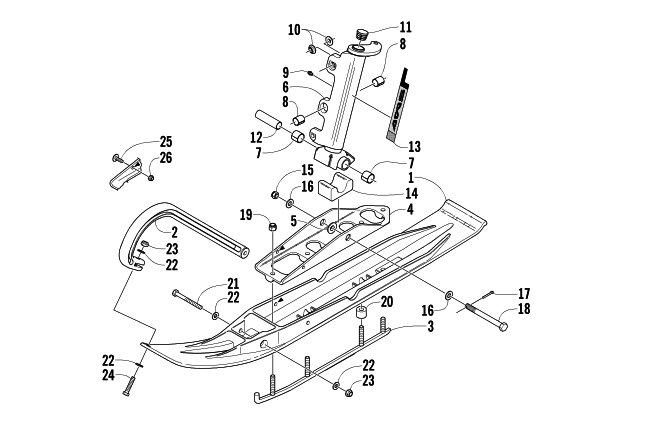 SKI AND SPINDLE ASSEMBLY