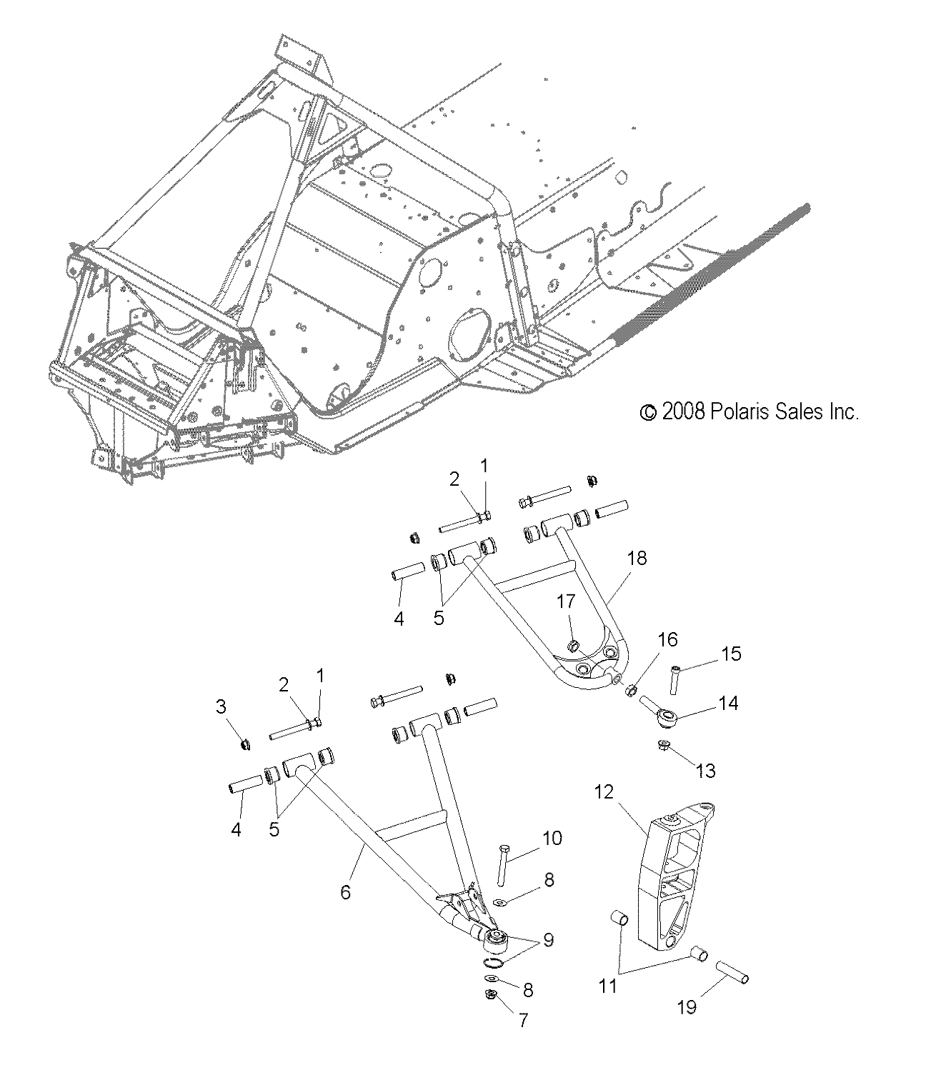 SUSPENSION, FRONT, CONTROL ARMS and SPINDLE - S09MX6JS/JE (49SNOWSUSPFRT09600RACE)