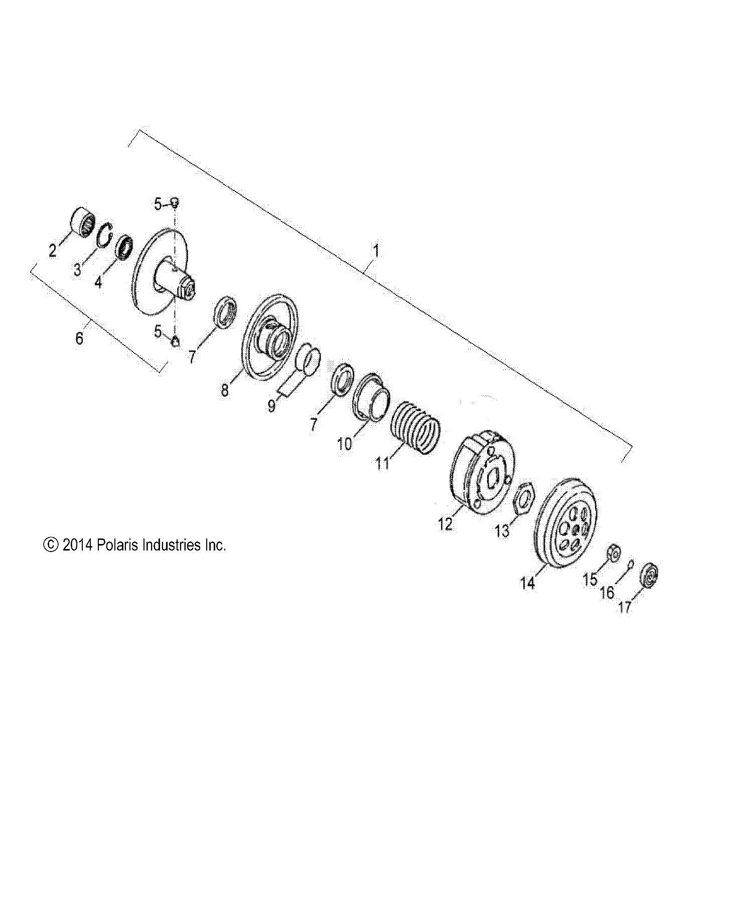 DRIVE TRAIN, SECONDARY CLUTCH - A14KA05AD/AF (49ATVSECONDARY07OTLW90)