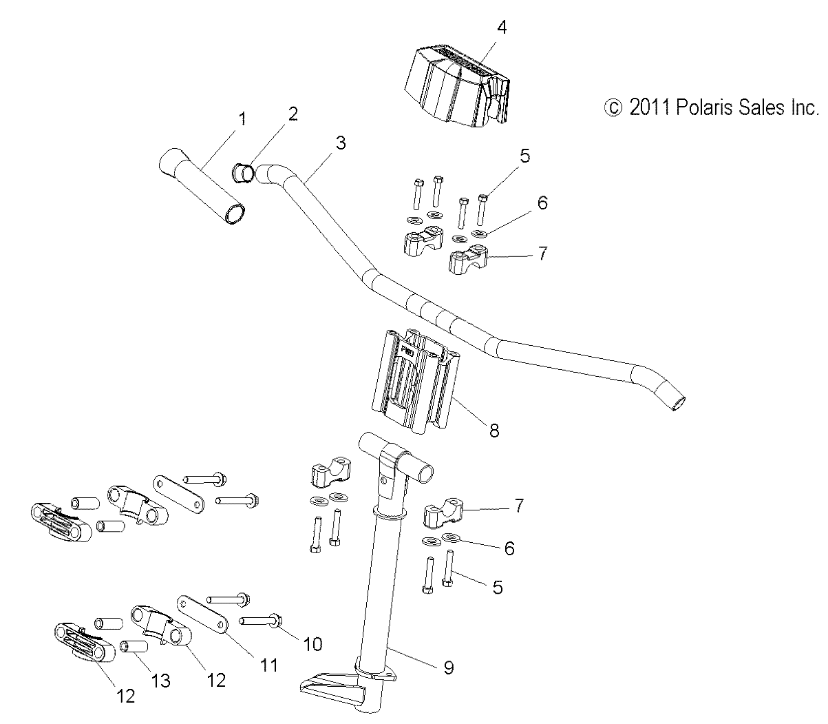 STEERING, UPPER and HANDLEBAR ASM. - S13BA6GSL (49SNOWHANDLEBAR13SB)