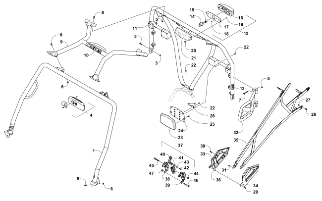 ROPS AND TAILLIGHT ASSEMBLY