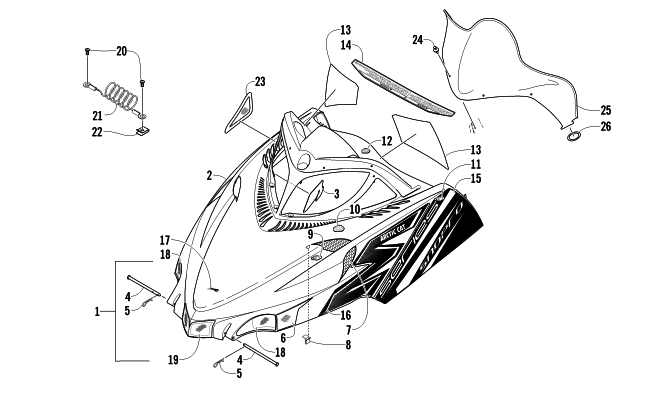 HOOD AND WINDSHIELD ASSEMBLY