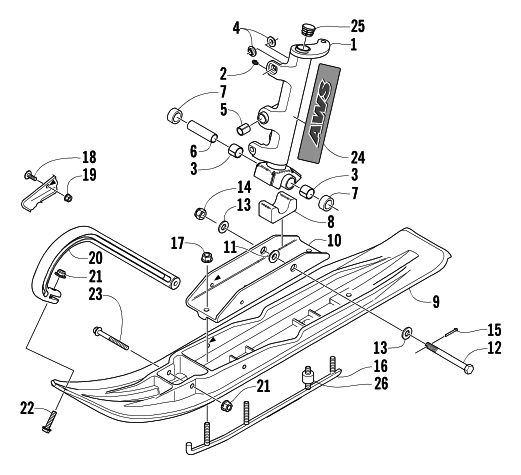 SKI AND SPINDLE ASSEMBLY