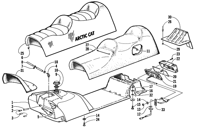 GAS TANK, SEAT, AND TAILLIGHT ASSEMBLY