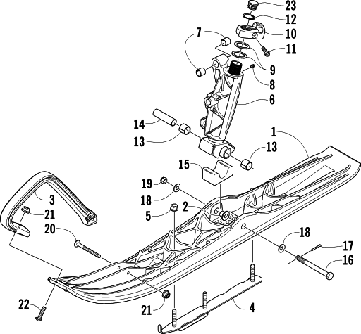 SKI AND SPINDLE ASSEMBLY