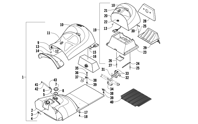 GAS TANK AND SEAT ASSEMBLY