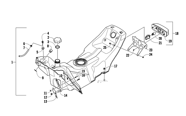 GAS TANK AND TAILLIGHT ASSEMBLY