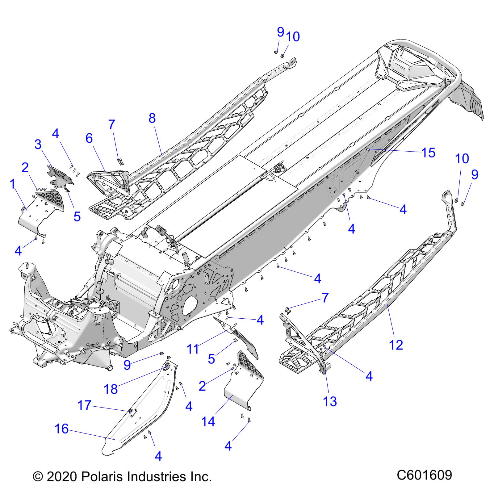 CHASSIS, CLUTCH GUARD, FOOTRESTS, and RUNNINGBOARDS - S21TLC6RS/6RE ALL OPTIONS (C601609)