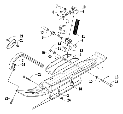 SKI AND SPINDLE ASSEMBLY