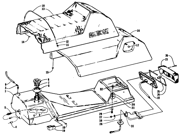 GAS TANK, SEAT, AND TAILLIGHT ASSEMBLIES