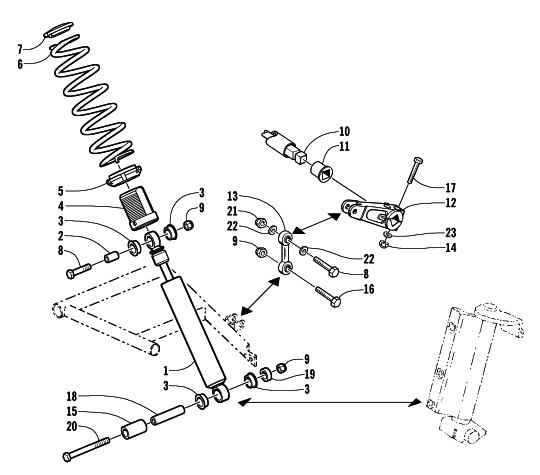 SHOCK ABSORBER AND SWAY BAR ASSEMBLY