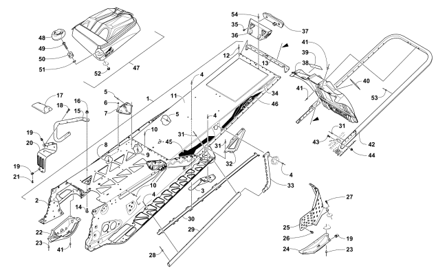 TUNNEL, REAR BUMPER, AND SNOWFLAP ASSEMBLY