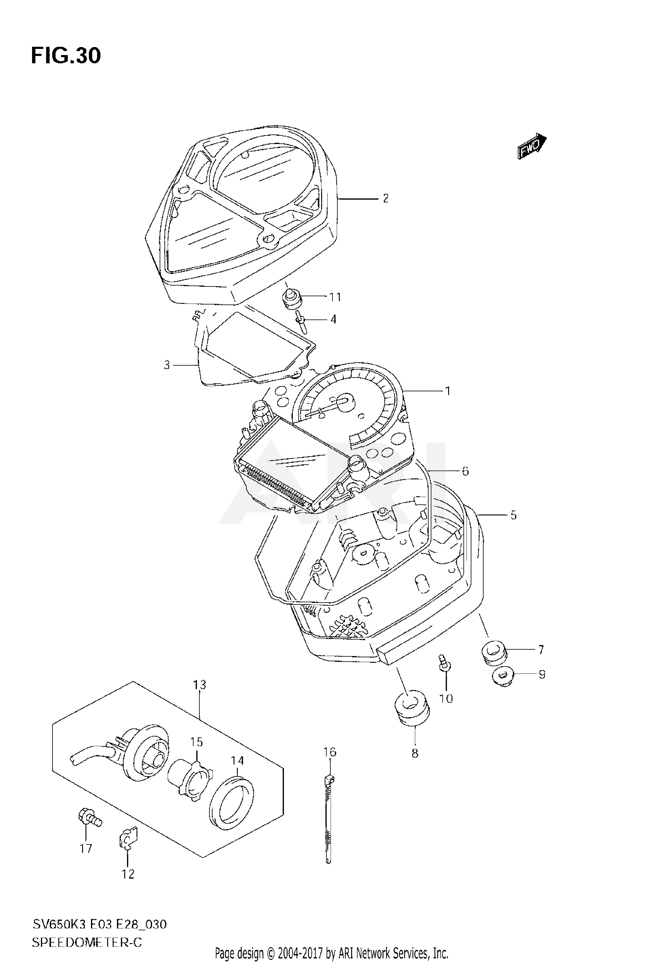 SPEEDOMETER (SV650SK3/SK4)