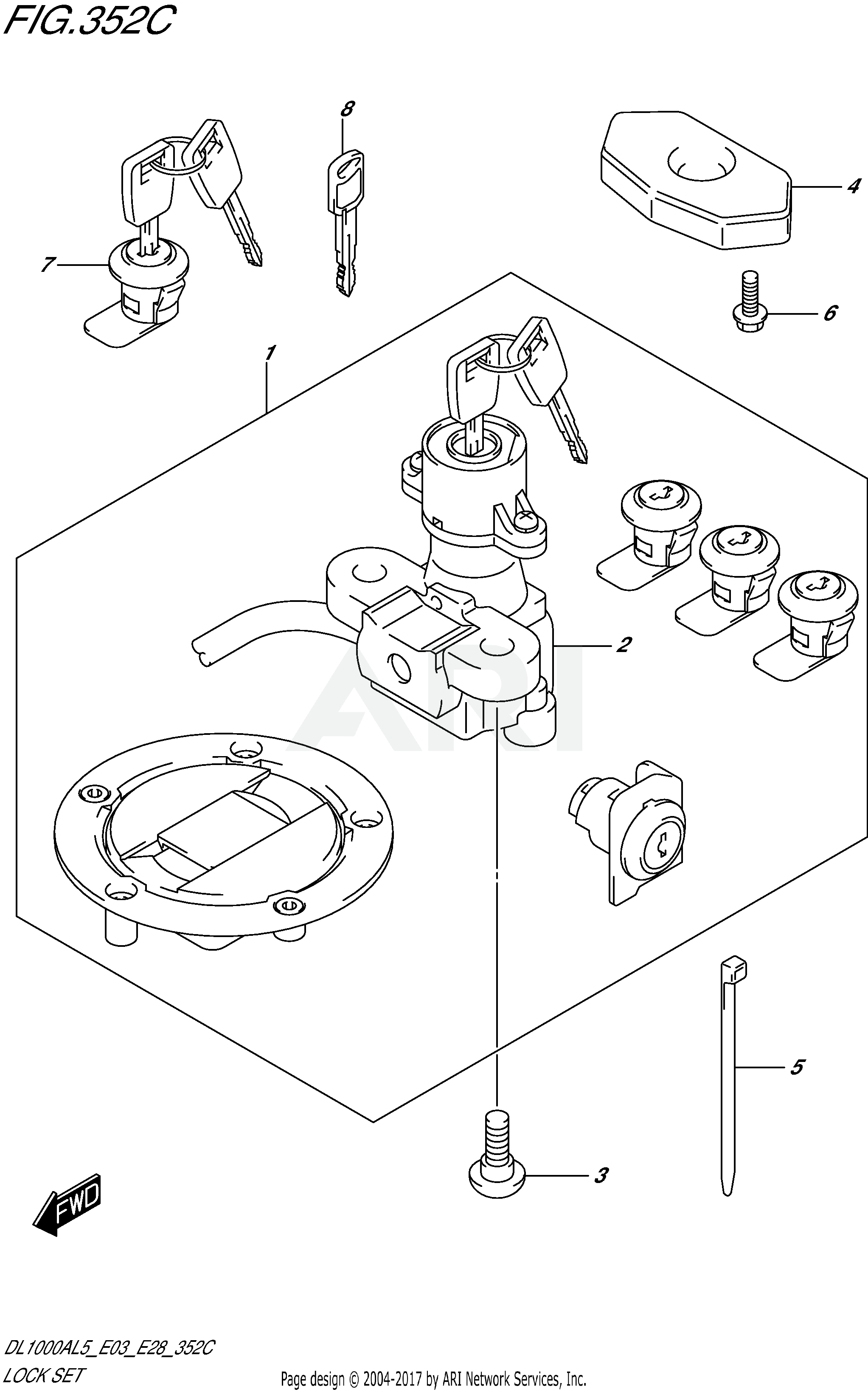 LOCK SET (FOR PANNIR CASE) (DL1000AL5 E28)