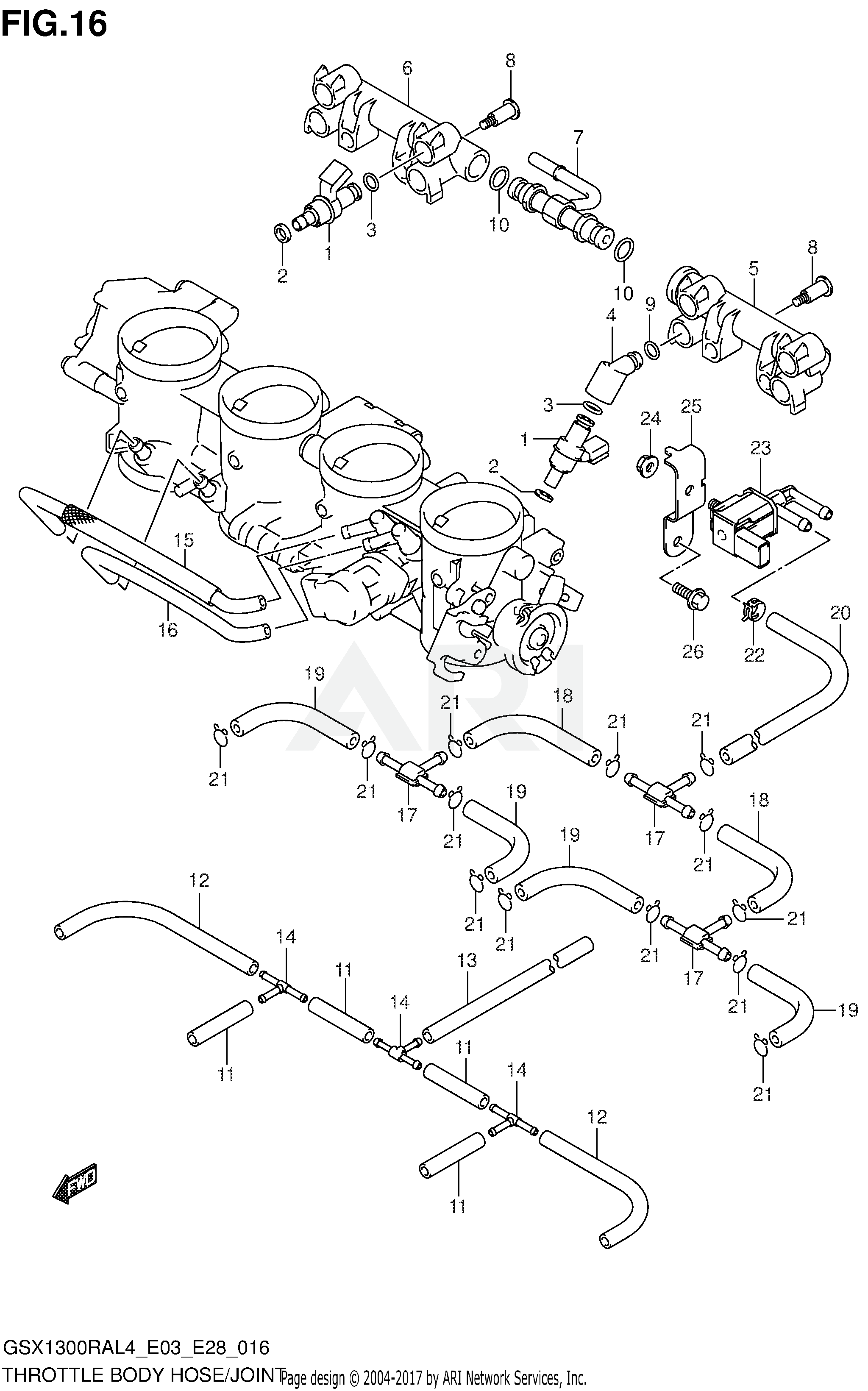 THROTTLE BODY HOSE/JOINT (GSX1300RAL4 E33)