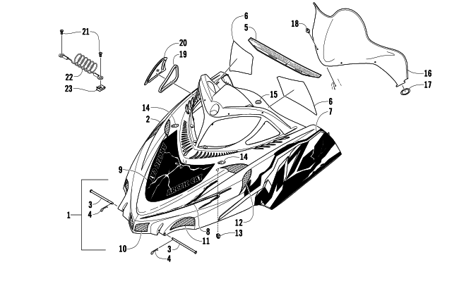 HOOD AND WINDSHIELD ASSEMBLY