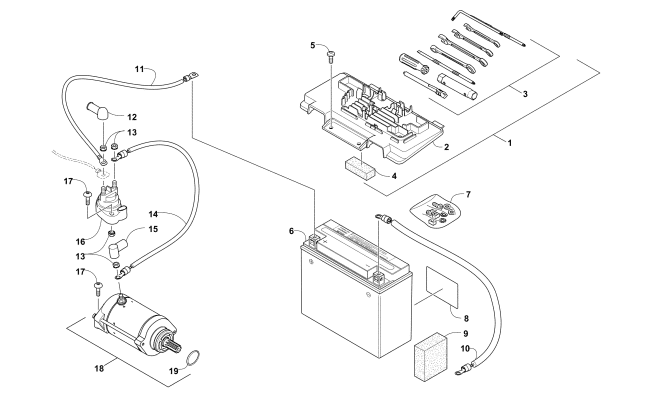 BATTERY AND STARTER ASSEMBLY