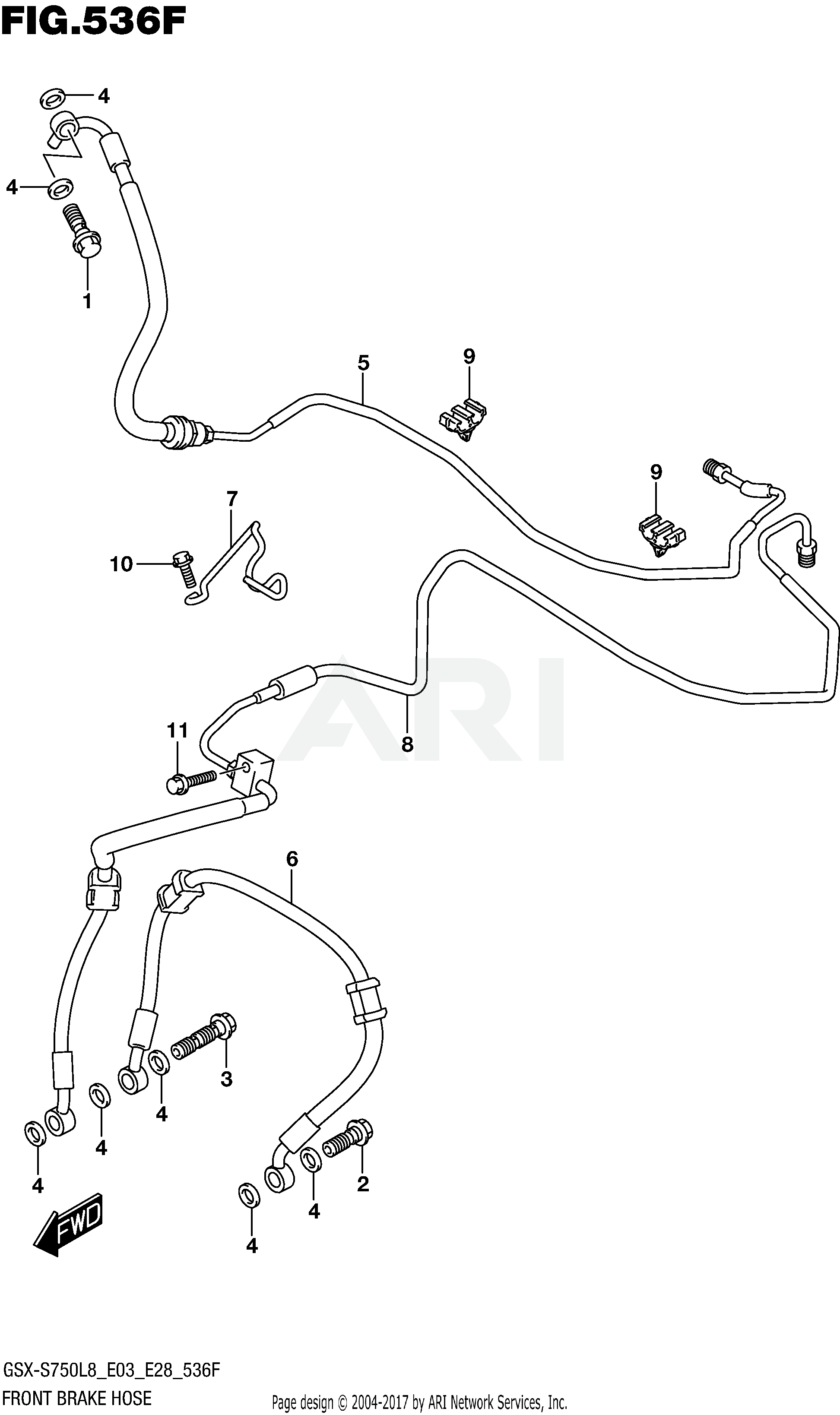 FRONT BRAKE HOSE (GSX-S750AL8 E33)