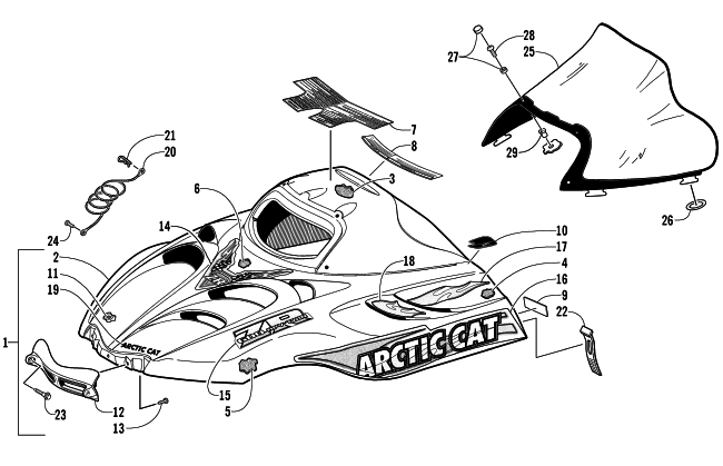 HOOD AND WINDSHIELD ASSEMBLY