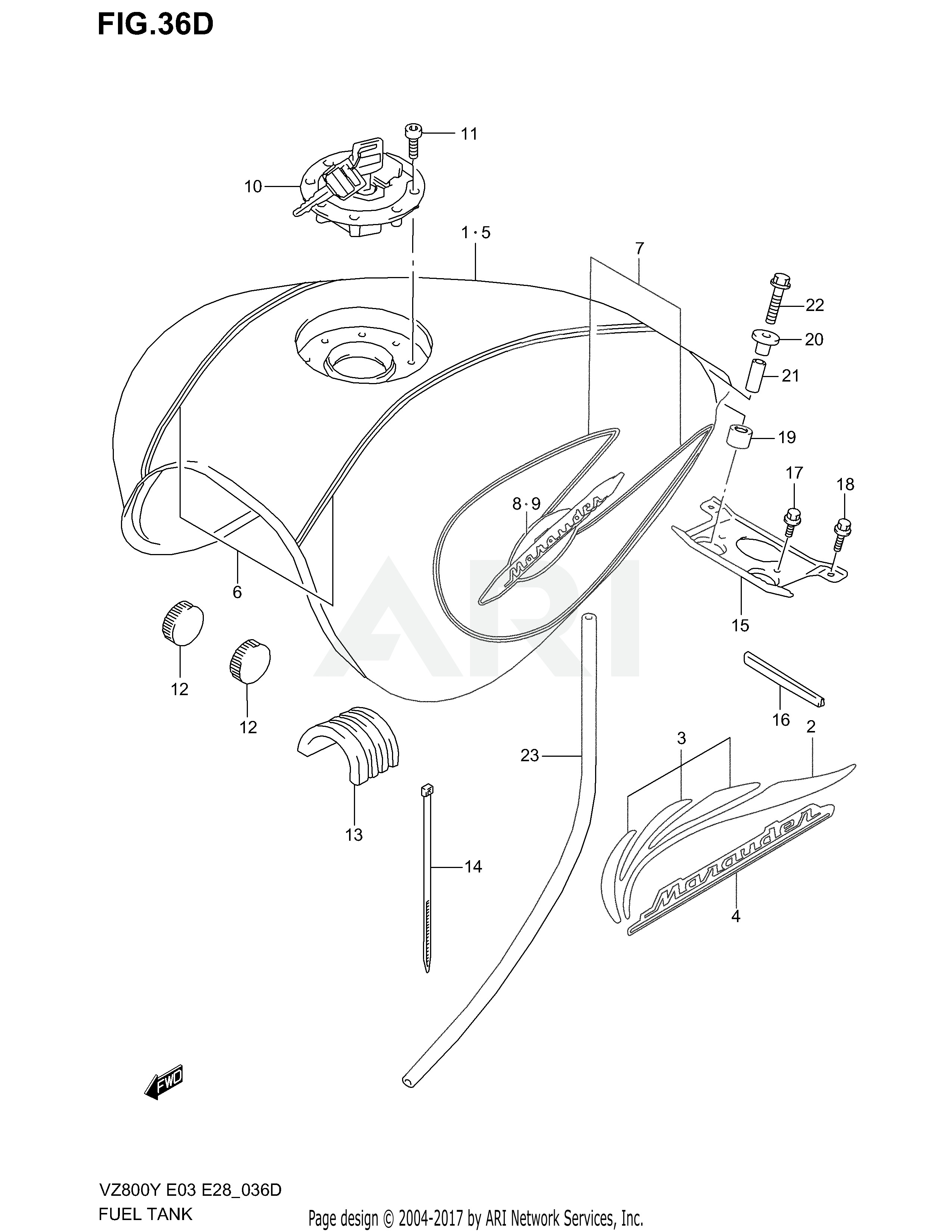 FUEL TANK (MODEL Y F.NO.103783%)