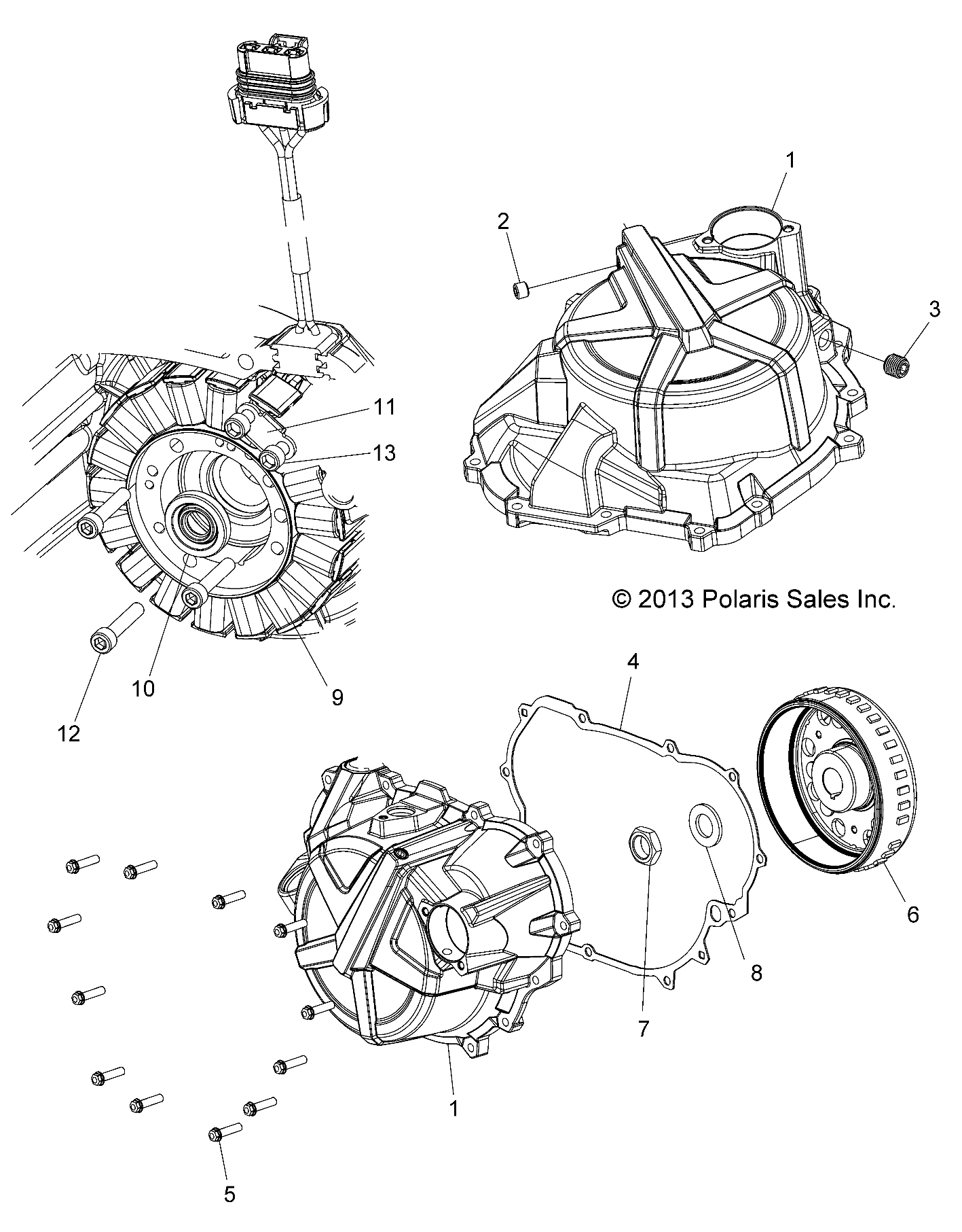 ENGINE, STATOR COVER AND FLYWHEEL - A15DAH32EJ (49ATVFLYWHEEL14SP325)