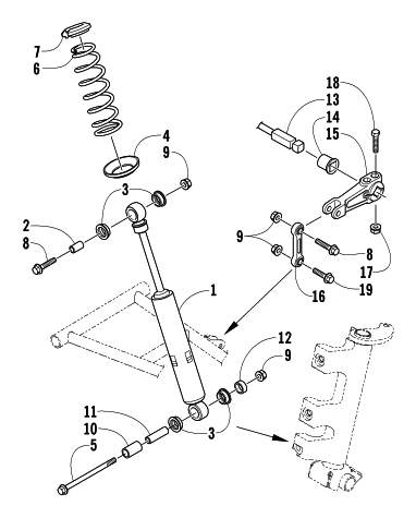 SHOCK ABSORBER AND SWAY BAR ASSEMBLY