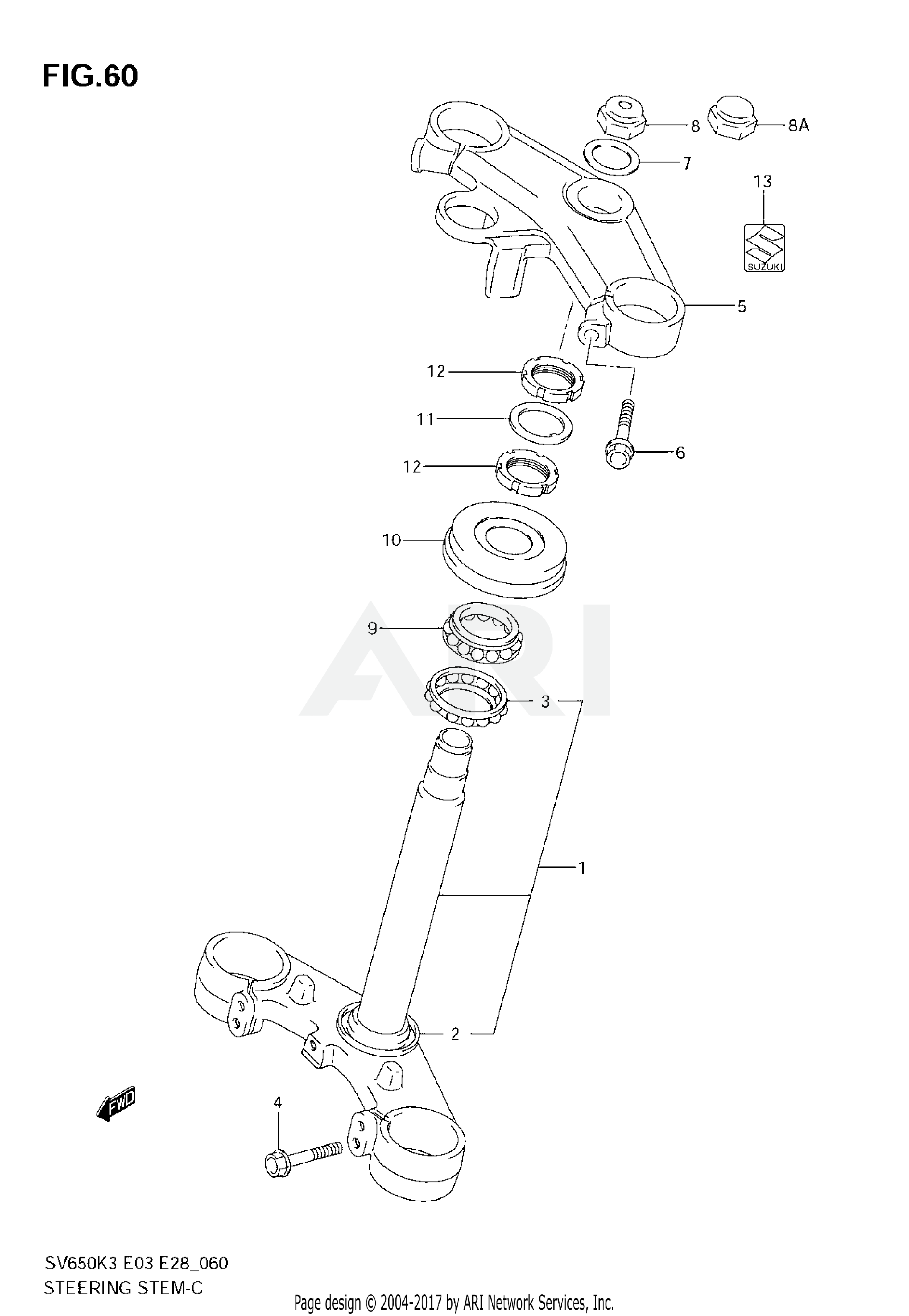 STEERING STEM (SV650SK3/SK4/SK5/SK6/SK7/SAK7)