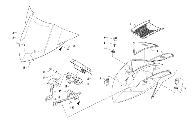 WINDSHIELD AND INSTRUMENTS ASSEMBLIES