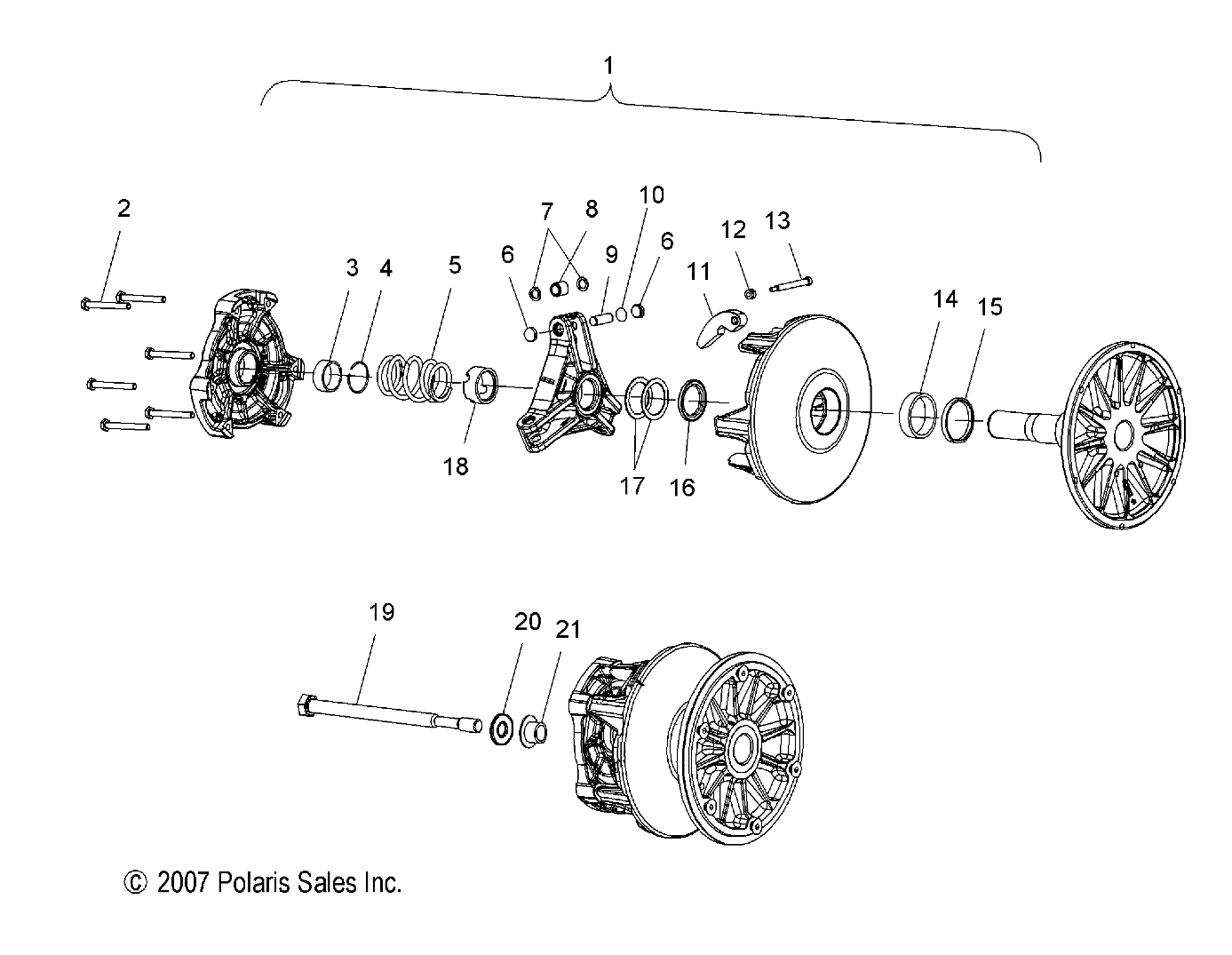 DRIVE TRAIN, PRIMARY CLUTCH - S08PB8ES/EE (49SNOWDRIVECLUTCH08800IQ)