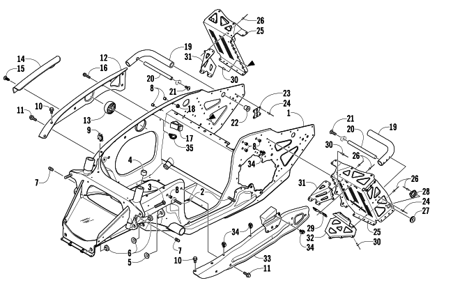 FRONT FRAME AND FOOTREST ASSEMBLY