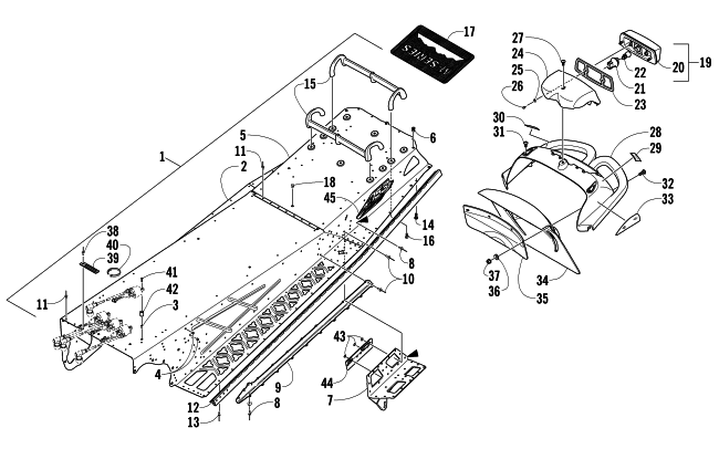 TUNNEL, REAR BUMPER, AND TAILLIGHT ASSEMBLY