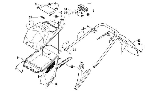 REAR BUMPER, STORAGE BOX, AND TAILLIGHT ASSEMBLY