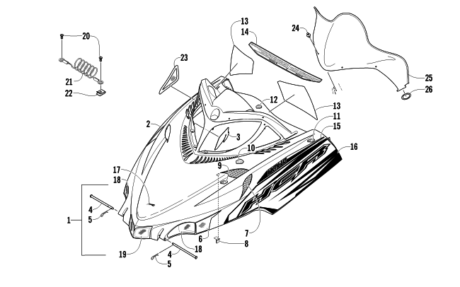 HOOD AND WINDSHIELD ASSEMBLY