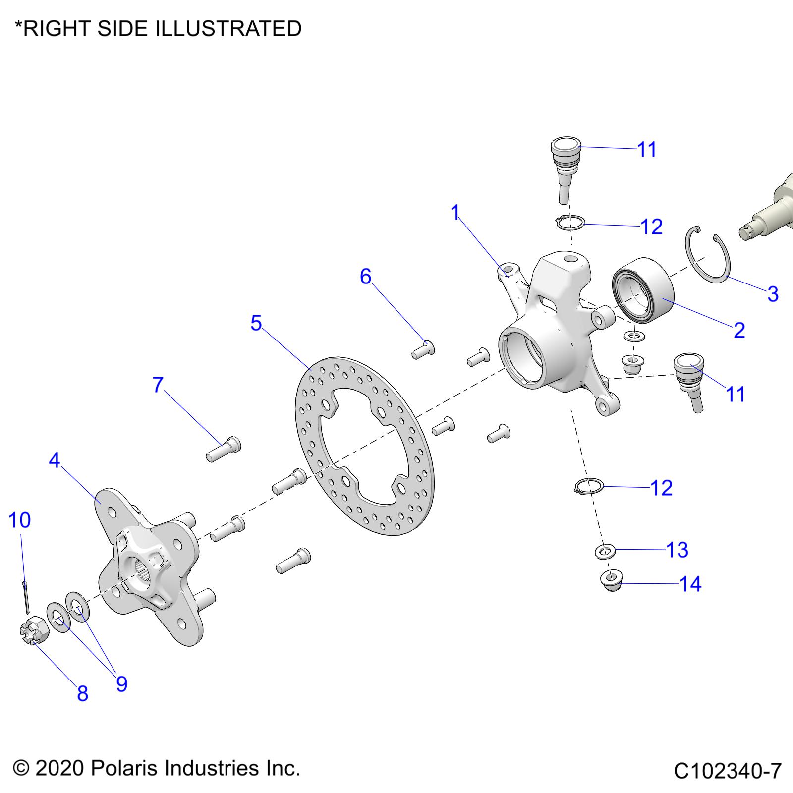 SUSPENSION, FRONT HUB, KNUCKLE and BRAKE DISC - A20SLZ95AE (C102340-7)