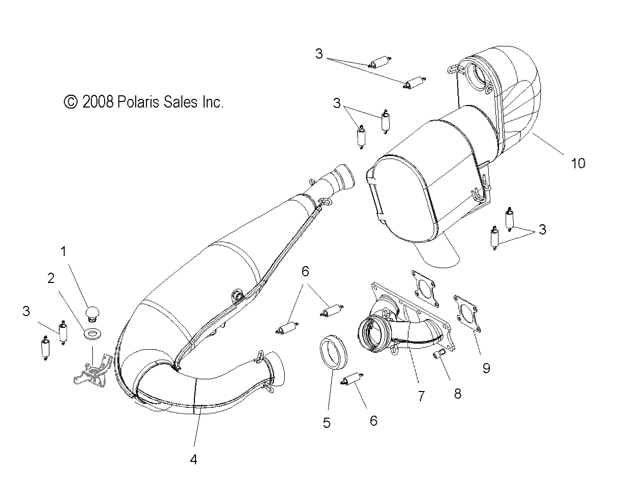 ENGINE, EXHAUST - S09PM7JS/JSL (49SNOWEXHAUST09700RMK)