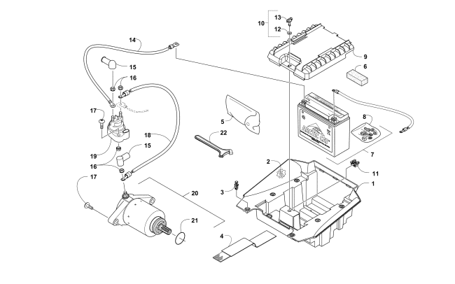 BATTERY AND STARTER ASSEMBLY