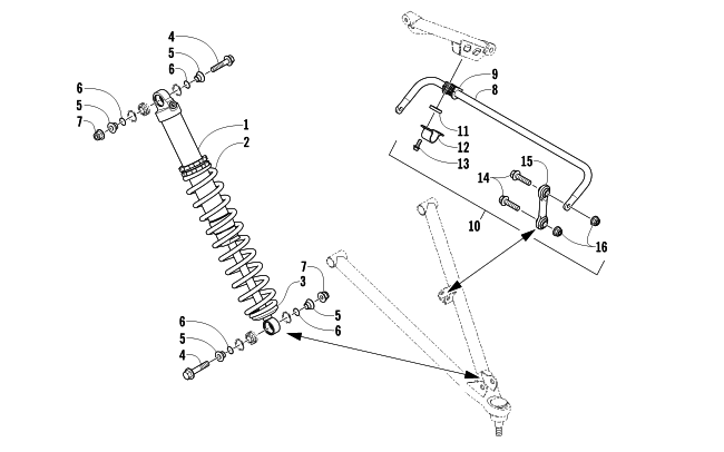 SHOCK ABSORBER AND SWAY BAR ASSEMBLY