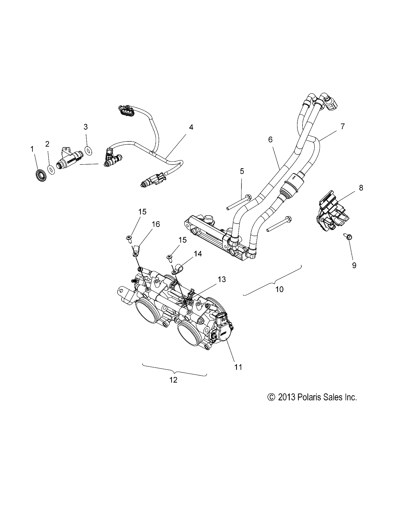 FUEL SYSTEM, RAIL, LINES and THROTTLE BODY - S19CBA6GSL (49SNOWFUELLINE14RMK)