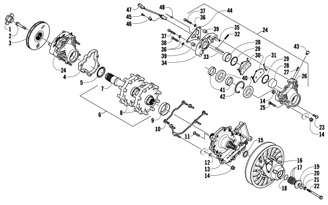 DRIVE TRAIN SHAFT AND BRAKE ASSEMBLIES