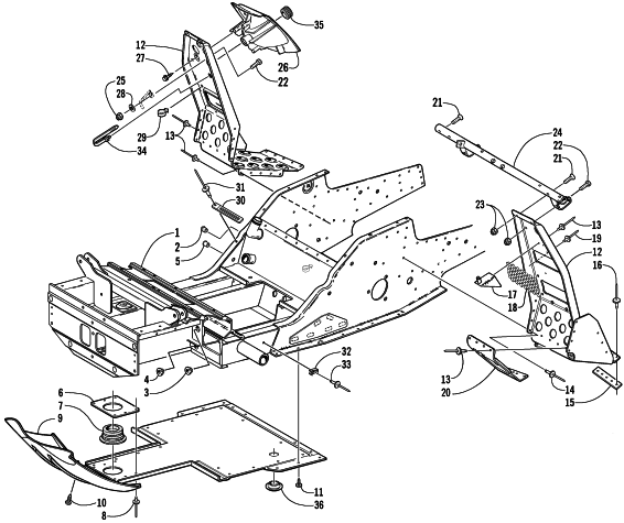 FRONT FRAME AND FOOTREST ASSEMBLY