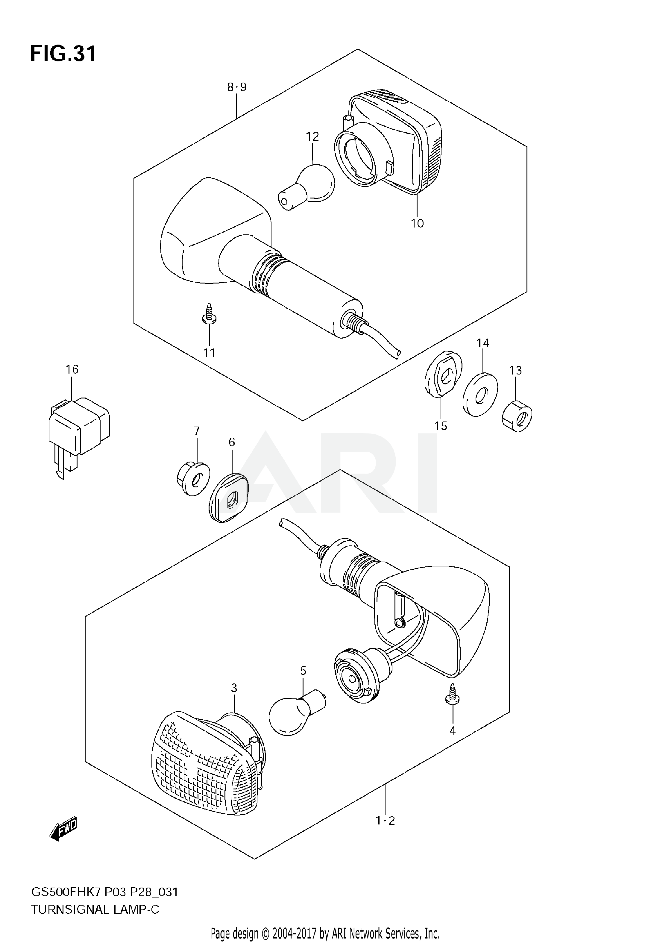 TURNSIGNAL LAMP (GS500F E3, E28, E33, E95)