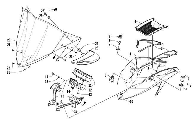 WINDSHIELD AND INSTRUMENTS ASSEMBLIES