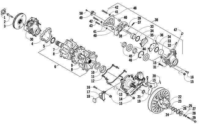 DRIVE TRAIN SHAFT AND BRAKE ASSEMBLIES