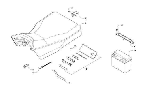 SEAT, BATTERY, AND TOOL KIT ASSEMBLIES