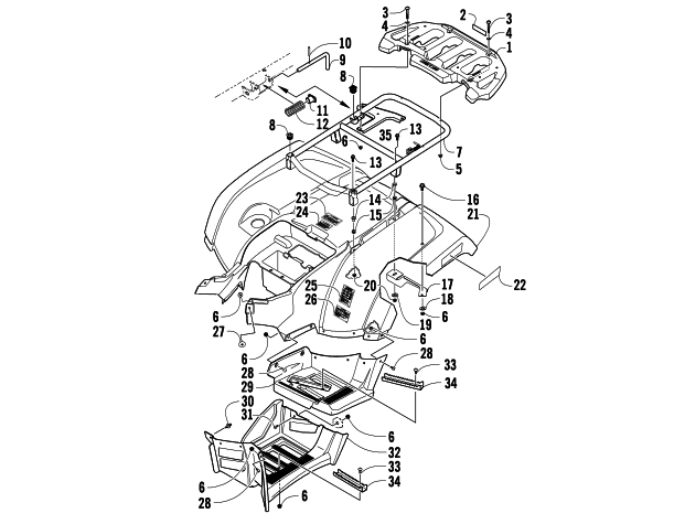 REAR RACK, BODY PANEL, AND FOOTWELL ASSEMBLIES