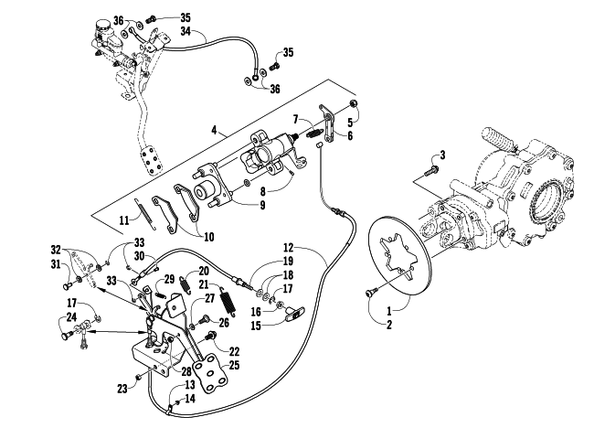 REAR AND PARKING BRAKE ASSEMBLY