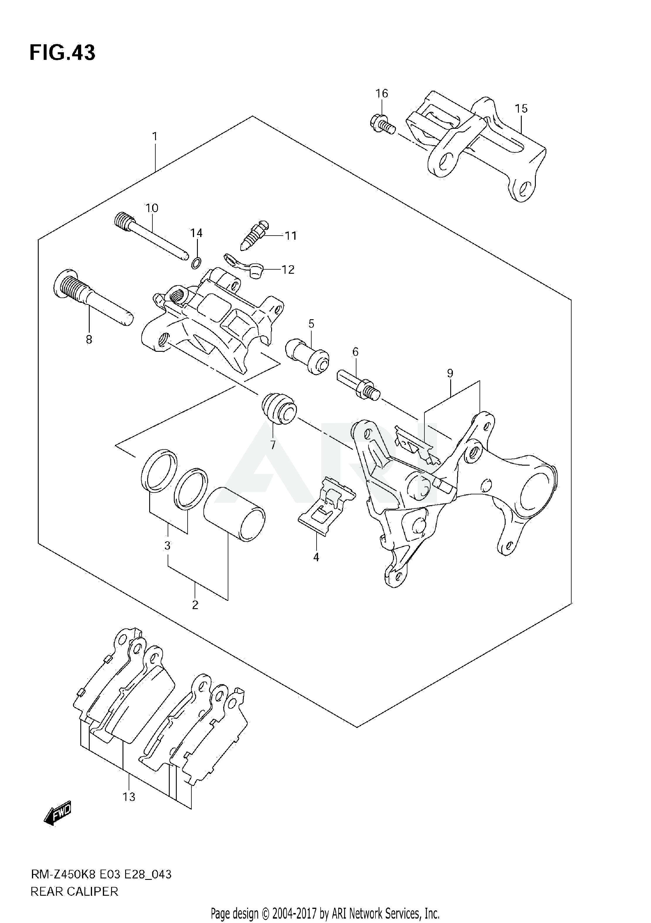 REAR CALIPER (RM-Z450 K8/K9/L0)